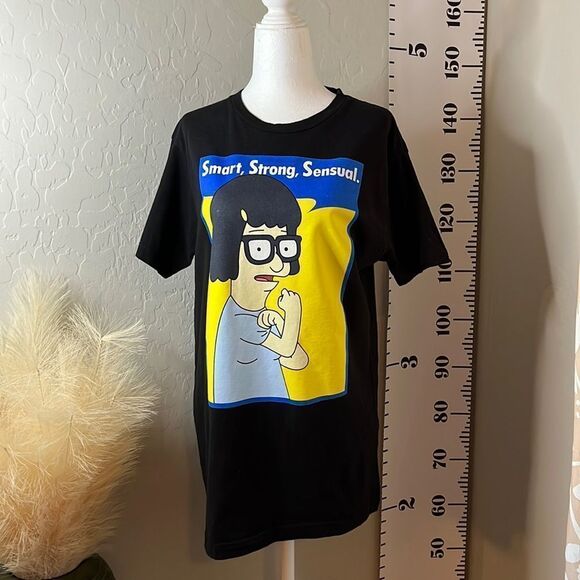 BOB’S Burgers Tina Belcher black tee with graphic Smart strong sensual SZ M - Picture 2 of 10